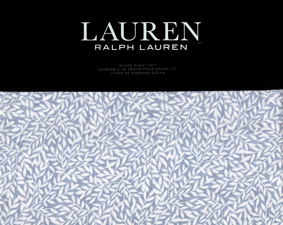 Ralph Lauren Home 4-pc Willa Leaf 200tc Cotton Percale Queen Sheet Set Blue