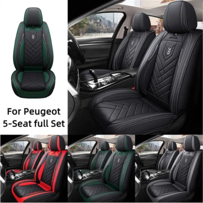 Juego completo de funda de asiento de cuero PU para Peugeot 206 301 3008 5008 406 405 407 5 asientos Foto 1 de 4