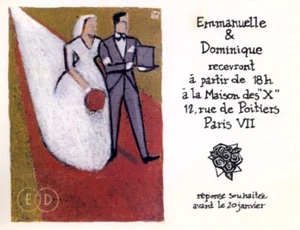 GOTTING EMMANUELLE & DOMNIQUE CARTON D'INVITATION MARIAGE  - Foto 1 di 1