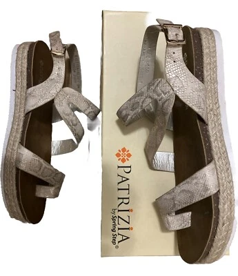 Patrizia by Spring Step "Kalissa" Gold Python Strappy Sandals Size 39 US 8.5 - Image 1 of 4