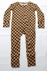Remi & Friends Toddler Girls Long Sleeve Checkered Zipper Romper AP2 Brown 6-12M - Picture 1 of 3