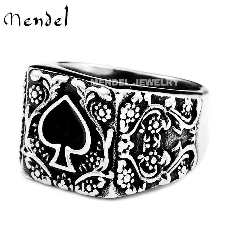 Anillo de póker de la suerte de casino de motociclista Mendel para hombre joyería de acero inoxidable talla 7-15 Foto 1 de 4