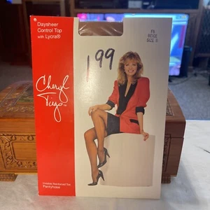 Cheryl Tiegs Daysheer Control Top Reinforced Toe Pantyhose Sz B - Beige Vtg - Picture 1 of 3