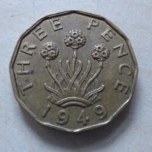 1949 Messing Threepence Stichtag selten schöne bessere Erhaltung (myrefn19458) - Bild 1 von 4