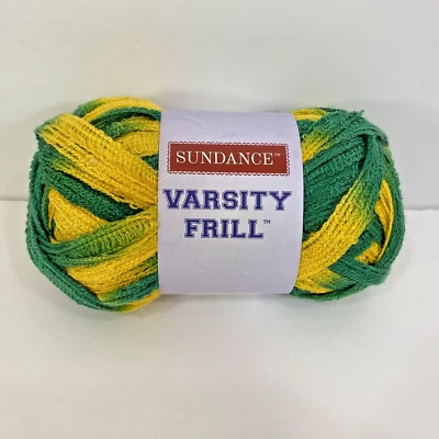 Sundance Varsity Frill Ruffle Mesh Yarn Green / Gold 100g 3.5oz 28 yds - Image 1 of 4