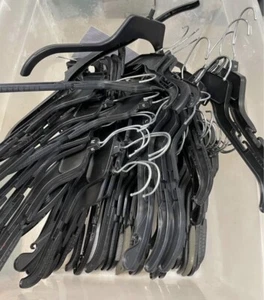 Lot of 60 Black Plastic Retail Hangers Hook Notched Durable Heavy Duty-16-17” - Picture 1 of 1