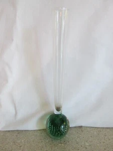 Art Glass Green Bubbles Paperweight Bud Vase - Picture 1 of 10