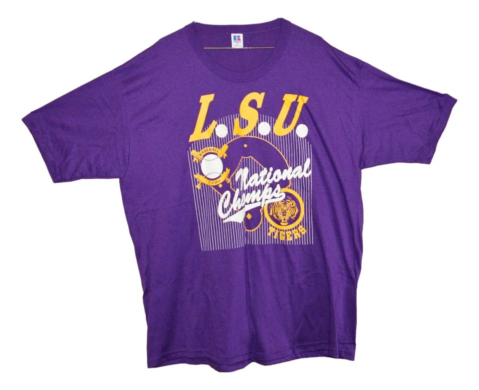 Camiseta Vintage Original LSU Tigers XXL Beisebol 91 Champs Roxa Não Usada 86460 - Imagem 1 de 1