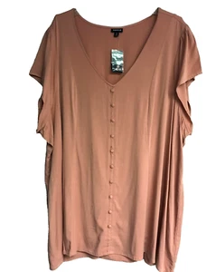 Torrid 5 Stretch Challis Lace-Up Corset Back Top 5X 28 New Coral - Picture 1 of 10