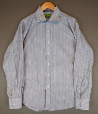 Camisa de vestir Bristol & Bull abotonada a rayas negra blanca para hombre XL 17-17,5 34/35 Foto 1 de 4