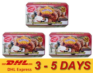 3 x Thai Herbal Soap Tamarind Goat Milk Skin Lighten Anti Wrinkles Aging 130g - Picture 1 of 3