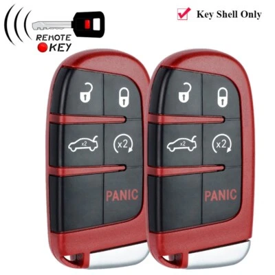 2X Estuche de repuesto rojo 5B llave remota carcasa para Chrysler Dodge Jeep 2011-2020 Foto 1 de 4