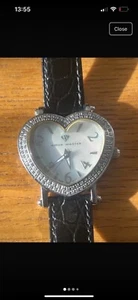New Ladies Aqua Master ~ Heart Diamond Bezel Watch ~ Valentine - Picture 1 of 4