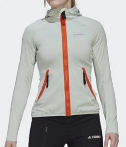 adidas Womens Jacket Terrex Tech Flooce Light Hooded Hiking S M Green HH9286 - Picture 1 of 10