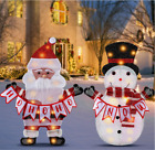 Lighted Snowman and Santa Outdoor Christmas Decorations, 23.6 Inch Pre Lit