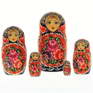 5 Poupées russes H12 Matriochka peint main signé Nested Doll Matrioshka Gigognes - Imagen 1 de 4