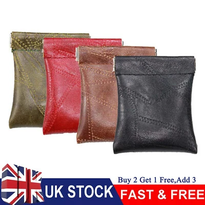 TWSOUL Small Leather Coin Pouch Snap Top Purse Strong Metal Spring Closure Change Bag