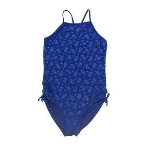 SO Girls 14 Swimsuit One Piece Blue w/ Pineapples and Hearts - Picture 1 of 5