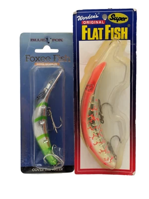 Worden's Original Super 5" Super Flatfish & 4" Foxee Fish-Vtg-Lures-Free Ship. - Image 1 of 4