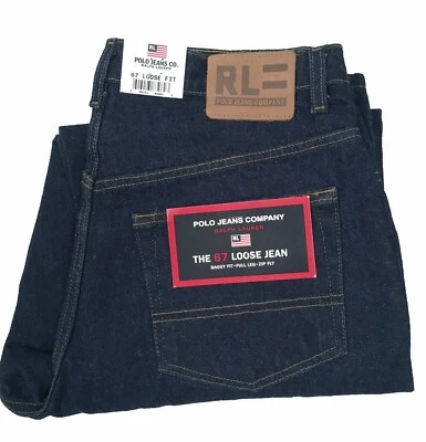NUEVO Vintage Ralph Lauren Polo Jeans Company 67 Jeans Sueltos! 31 x 30 Negro Azul Foto 1 de 4
