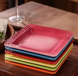 Le Creuset Oriental Square Plate Set of 6 16cm Ceramic Stoneware UNUSED w/Box - Picture 1 of 8