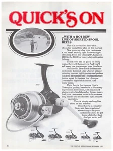 1977 Quick Spinning Reels Print Ad 5000, 4000, 3000, 2000, 1000 Old Fishing - Picture 1 of 2