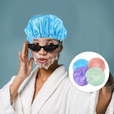  4 Pcs Duschhaube Wiederverwendbar Duschhauben Für Frauen Praktisch - Bild 1 von 4