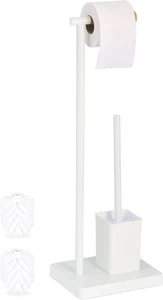 Piantana Portarotolo E Portascopino, Scopino E Carta Igienica, 66,5X23X18 Cm, Ac - Foto 1 di 12