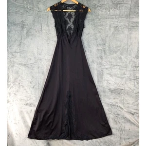 Womens Slip Dress Small Vintage Black Lace Satin Sheer Fairy Whimsygoth Coquette - Picture 1 of 8