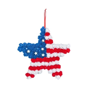Independence Day Front Door Star Shaped Flower Wreath Ornament for Celebration - Picture 1 of 8