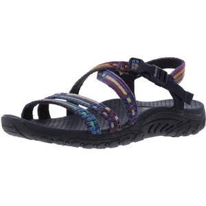 Skechers Womens Reggae Sew Me Navy Woven Sport Sandals Shoes 9 8 BHFO 6508 - Picture 1 of 2