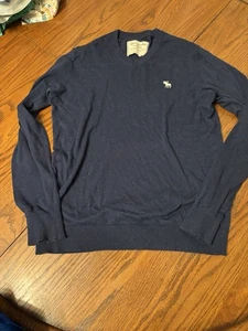 Maglione vintage Y2K Abercrombie & Fitch uomo M scollo a V blu cotone viscosa - Foto 1 di 5