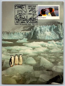 #2708 Wild Animals King Penguins FDC Maxi Card w/Pictorial Cancel - Picture 1 of 2