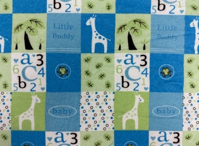 NURSERY FLANNEL Sewing Fabric .388 yd (14") x 42" LITTLE CUTIE PIE Blu Patchwork - Image 1 of 2