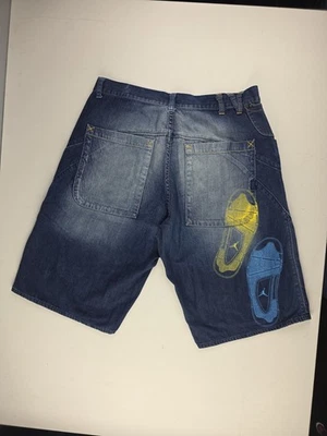 Pantalones Cortos Jordan Y2K De Colección Para Hombres Talla 38 Azul Denim Graffiti Nike Sueltos Zapato de Vuelo  Foto 1 de 4