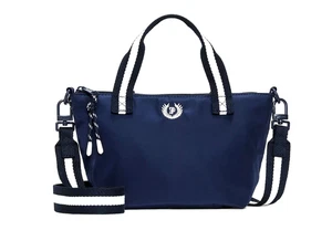 NWT Victoria’s Secret PINK nylon Mini Crossbody /Tote Bag in Navy Blue / Maroon - Picture 1 of 9