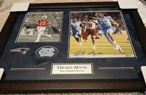 Drake Maye signed Autogramm Foto gerahmt New England Patriots Tar Heels BAS - Bild 1 von 1