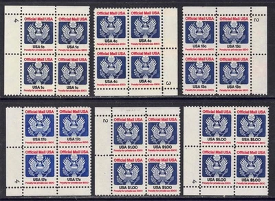 US Scott O127-O133 Mix of 6, 1c-$5.00 Official Stamp Plate Blocks MNH ck40 - Image 1 of 3