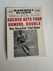 1961 Nu-Card Scoops High Grade Set Break #433 Joe Adcock Sets Total Base Record - Picture 1 of 4