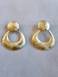 Vintage Gold-Tone Hoop Statement Earrings Oversized Retro Style - Picture 1 of 6