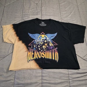 Camiseta corta Aerosmith Heavy Rock & Roll para mujer 2XL algodón negra blanqueada - Imagen 1 de 8