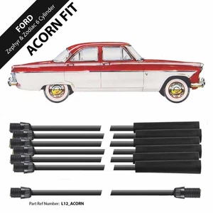 Ford Zephyr Zodiac HT Leads 7mm Black Double Silicone Acorn Fit Mk2 Mk3 6 Cyl  - Picture 1 of 8