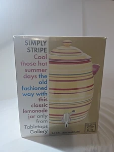 Galleria da tavolo 2,7 Gal. Barattolo Limonata Con Coperchio Dispenser Semplicemente Striscia Raro - Foto 1 di 11