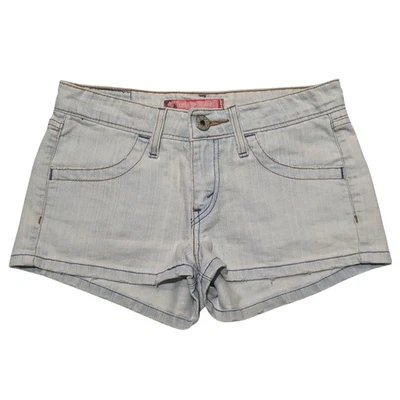 Vintage Y2K Levi's Low Rise Micro Mini Jean Shorts Juniors 5 Light Denim Retro - Image 1 of 4