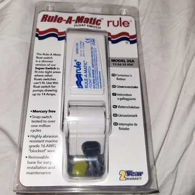 Rule-A-Matic Model 35A Float Snap Switch up to 14A Marine Boat Bilge Pump New - Image 1 of 2