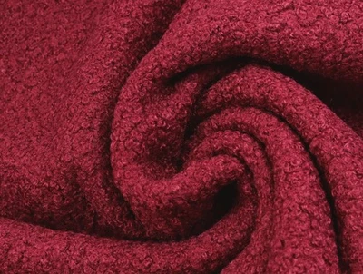 BOUCLÉ Curly Plüsch Stoff weich wärmend BURGUNDY  14,98EUR /m - Bild 1 von 2