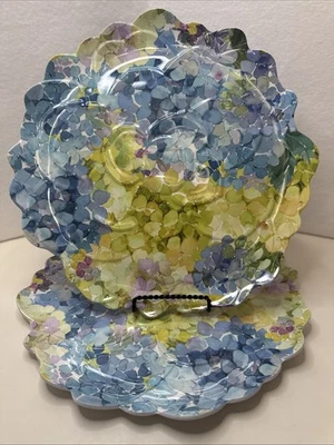 2 platos de ensalada de hortensia Shabby Chic melamina floral festoneado Foto 1 de 4