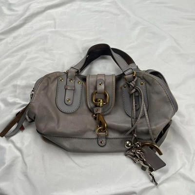 Chloé Kerala Gray/Greige Leather Satchel with Horse Charm. - Image 1 of 4