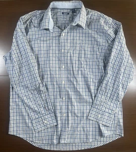 Izod Shirt Mens 2XL XXL Blue/Gray Plaid Button Down Casual Preppy Pocket - Picture 1 of 3