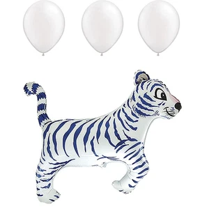 LOONBALLOON Animal Theme Balloons - 36 inch TIGER WHITE with 3 Pearl White Latex - Picture 1 of 1
